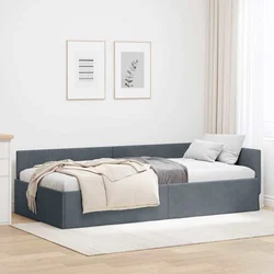 Kutni okvir kreveta Tamno siva 90 cm x 200 cm Baršun