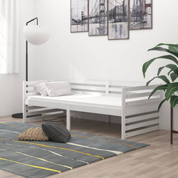 Dnevni ležaj od masivne borovine bijeli 90 x 200 cm