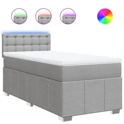 Vidaxl Box spring postelja z vzmetnico svetlo siva 90x200 cm blago