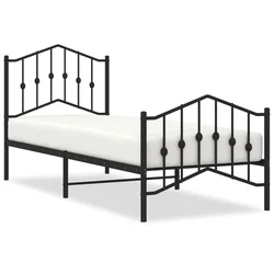 Metalni okvir kreveta s uzglavljem i podnožjem crni 80 x 200 cm