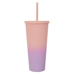 shumee Tie-Dye PP 700 ml oranžno-roza slamnata skodelica