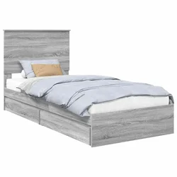 Vidaxl Postelja s shranjevanjem z vzglavjem Siva Sonoma 75 x 190 cm