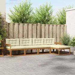 Set vanjskih sofa s jastukom 5 pcs Prirodna i krem