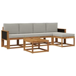 Set vanjskih sofa 6 pcs Prirodna i svjetlosiva Poliester