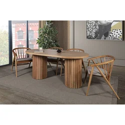 Hanah Home Trpezarijski sto i stolice Riva Masa T, 170x90x75 cm, 4 stolice Table, Smeđi