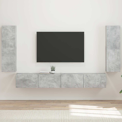 Set zidnog ormarića za TV 4 pcs Betonski sivi Konstruirano drvo