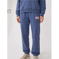Sinsay - Dres pantalone jogger sa izvezenim natpisom NYC - mornarsko