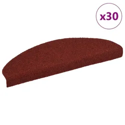 Prostirke za stepenice, samoljepljive, 30 kom, 65x21x4 cm, bordo crvene, poluokrugle, velike