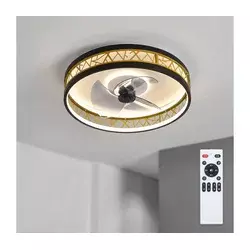 Brilagi - LED prigušiva plafonski ventilator LED/34W/230V 50 cm crna/zlatna + daljinski upravljač