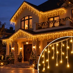 Novogodišnje LED lampice ledenice 10 m, 300 LED dioda, toplo bele, sa daljinskim upravljačem ( KLK2664 )