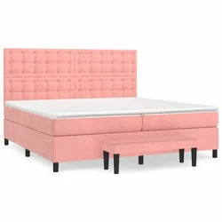 Vidaxl Box spring postelja z vzmetnico roza 200x200 cm žamet