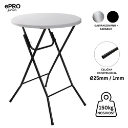 ePRO sklopivi baštenski barski sto O80 110cm, metal-plastika