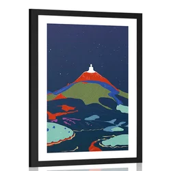 Plakat s paspartujem meditacija Bude na vrhu - 30x45 black