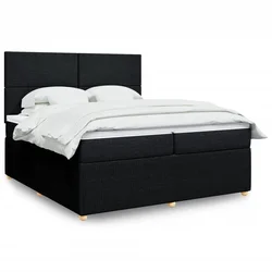 VIDAXL Box spring postelja z vzmetnico črn 200x200 cm blago