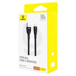 BASEUS Kabel Flash 2 USB-A - USB-C 100 W, 1 m, črn