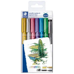 Marker nepermanentni 1-2mm pk6 metallic i pigment liner design journey staedtler 8323-swp6-p b