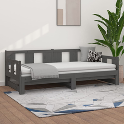 Dnevni ležaj na izvlačenje sivi od borovine 2 x (90 x 200) cm