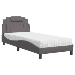 Krevet Viana s madracem sivi 90 x 200 cm od umjetne kože