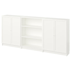 BILLY / OXBERG Komb.biblioteke s vratima, bela, 240x30x106 cm