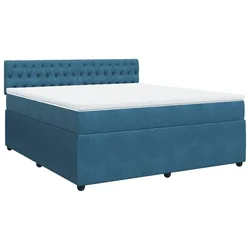 Vidaxl Box spring postelja z vzmetnico modra 180x200 cm žamet