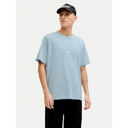 JACK & JONES Majica JJESOHO  pastelno modra / črna / bela