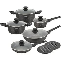 Klausberg KB-7657 Set Posuđa 12 Dijelova – Aluminij, Mramorni Neprianjajući Premaz, Indukcija