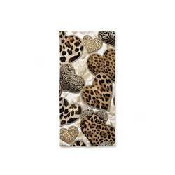 Hitrosušeča plažna brisača LEOPARD SRCA rjavo-bela 70 x 140 cm, 100% mikrotkanina