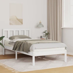 vidaXL Konstrukcija postelje Bela 75 x 190 cm Masivno borovo les