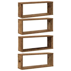 Zidne kockaste police 4 kom Staro drvo 60x15x23 cm