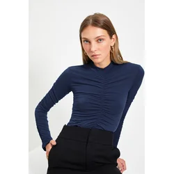 Trendyol Indigo Slim Gathered Snaps Stretch Knitted Bodysuit