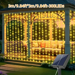Solarne sijalice žute imitacija zavese 3x3m