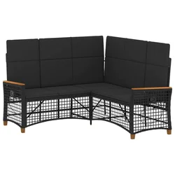 Vrtni set sofe za opuštanje Podesiva Crna 164 x 164 x 112 cm