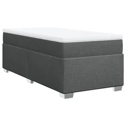 Vidaxl Box spring postelja z vzmetnico temno siva 90x200 cm blago