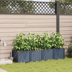 Vrtna saksija 4 pcs Sivi 160 x 40 x 37,5 cm Plastika