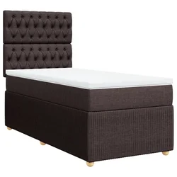 Vidaxl Box spring postelja z vzmetnico temno rjav 90x190 cm blago