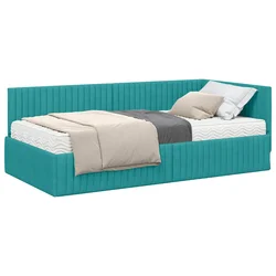 Kutni krevetni okvir s madracem 2 pcs Tirkizna Baršun