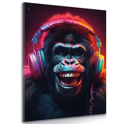 Slika gorila s slušalkami - 100x150
