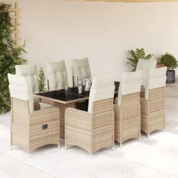 9-dijelni vrtni bistro set od poliratana s jastucima bež