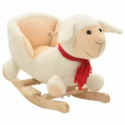 vidaXL Plišana ovčica za ljuljanje s naslonom 60 x 32 x 50 cm bijela