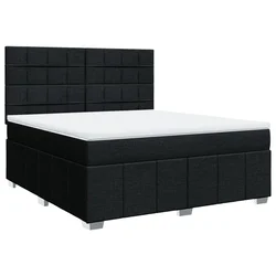 Vidaxl Box spring postelja z vzmetnico črna 180x200 cm blago