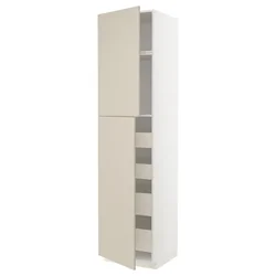 METOD / MAXIMERA Vis.el. s 2 vrata/4 fioke, bela/Havstorp bež, 60x60x240 cm