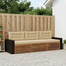 Set vanjskih sofa s jastukom 3 pcs Prirodna i bež Poliester
