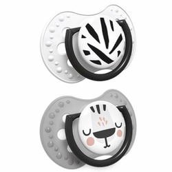 LOVI Salt & Pepper dinamična silikonska duda, 0–3 m, 2 kosa