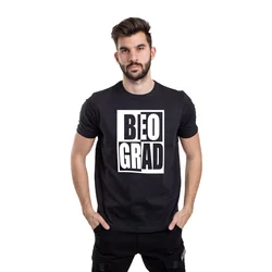 011Shop Muška majica kratkih rukava Beo-grad, Crna