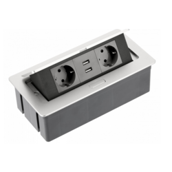 IZVLEČNA VTIČNICA 240*120 SIVA 2*ŠUKO+ 2*USB