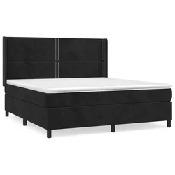 Vidaxl Box spring postelja z vzmetnico črna 180x200 cm žamet