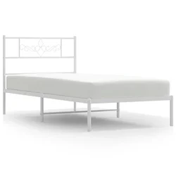 Vidaxl Kovinski posteljni okvir z vzglavjem bel 100x200 cm