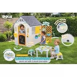 Dolu Premium kućica za decu sa vrtom i tablom za crtanje sa sa stolom i stolicama ( 126764 )