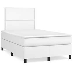 Krevet box spring s madracem bijeli 120x190 cm od umjetne kože