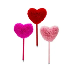 Kemijska olovka sa pom-pom srcem – 21 cm Crvena